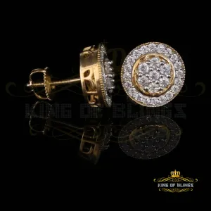 King of Bling's Aretes Para Hombre 925 Yellow Silver 1.78ct Cubic Zirconia Round Women's Earring