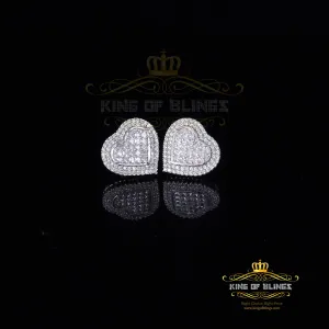 King of Blings- HIp Hop 925 White Sterling Silver 1.44ct Cubic Zirconia Heart Women's Earrings