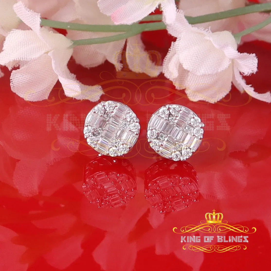 King of Bling's Mens/Womens 925 Silver White 1.50ct VVS 'D' Moissanite Stud Round Earrings