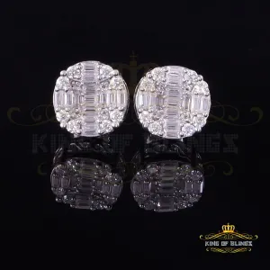 King of Bling's Mens/Womens 925 Silver White 1.50ct VVS 'D' Moissanite Stud Round Earrings