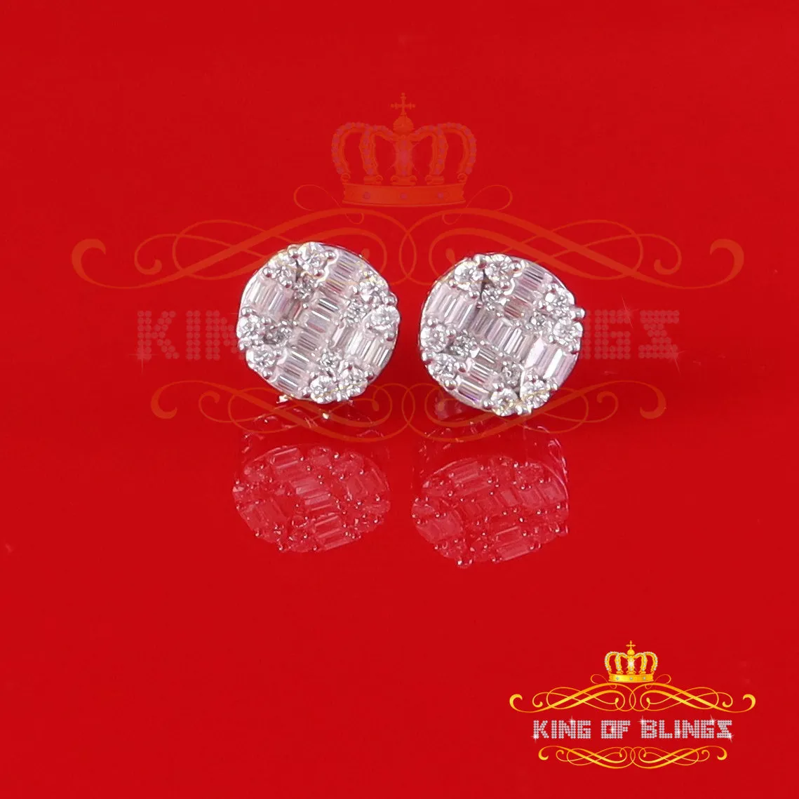 King of Bling's Mens/Womens 925 Silver White 1.50ct VVS 'D' Moissanite Stud Round Earrings