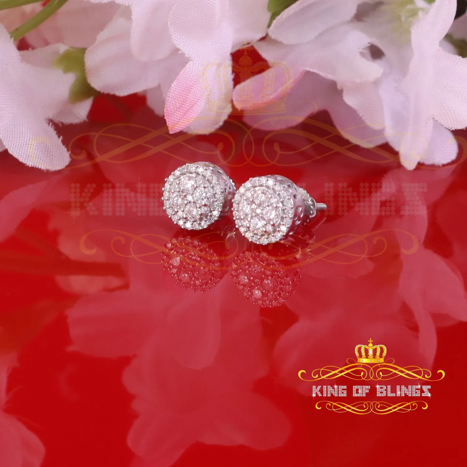 King of Bling's Men's/Womens 925 Sterling Silver White 0.50ct VVS 'D' Moissanite Stud Earrings