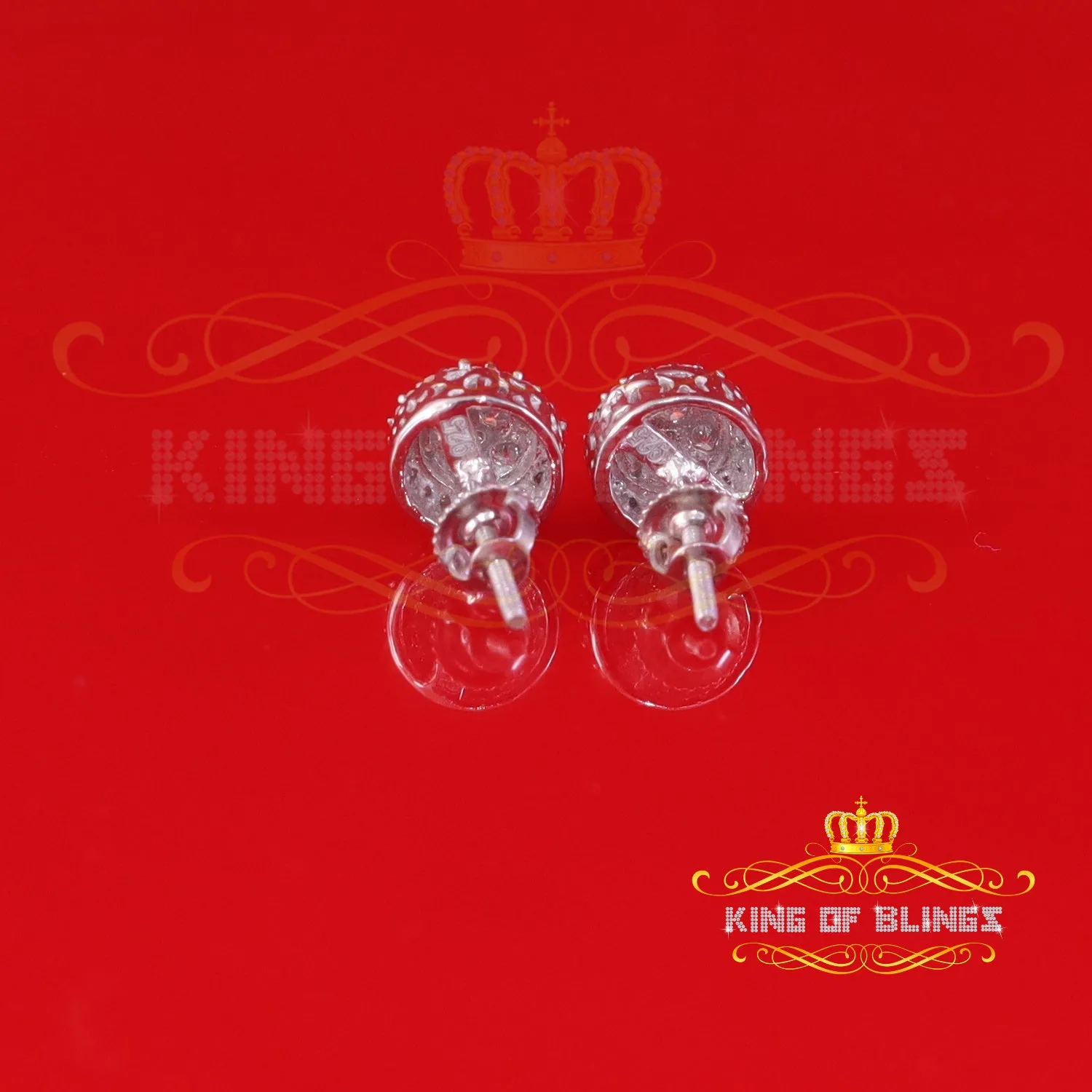 King of Bling's Men's/Womens 925 Sterling Silver White 0.50ct VVS 'D' Moissanite Stud Earrings