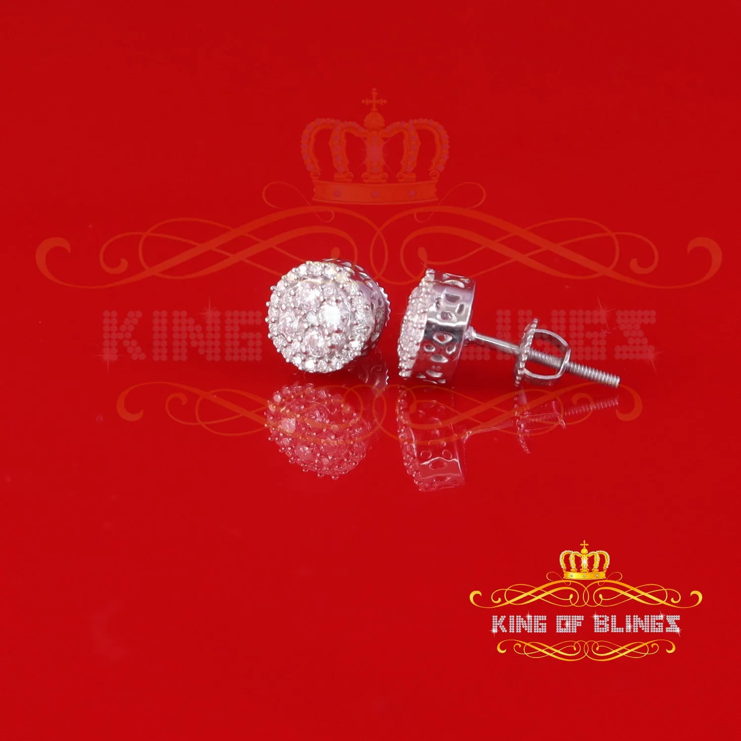 King of Bling's Men's/Womens 925 Sterling Silver White 0.50ct VVS 'D' Moissanite Stud Earrings