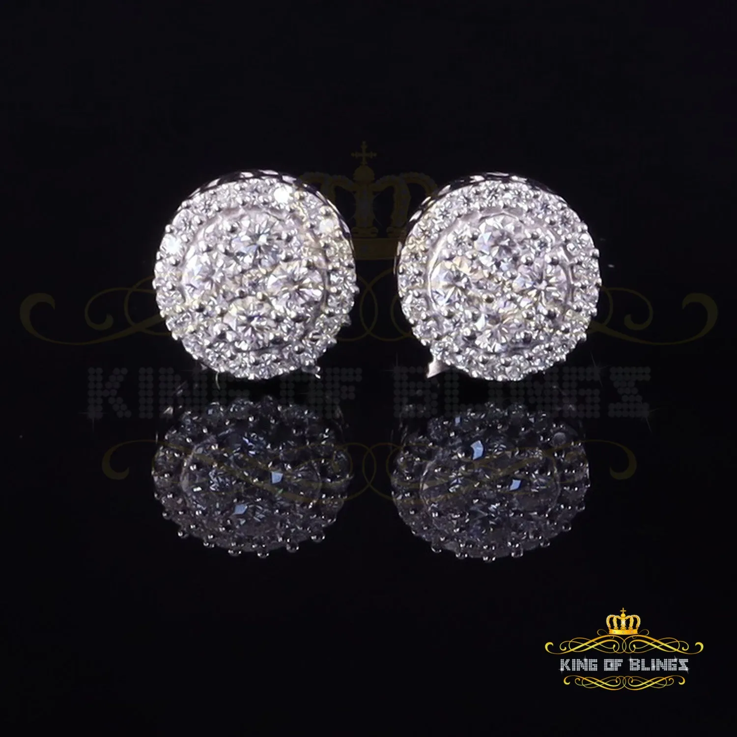 King of Bling's Men's/Womens 925 Sterling Silver White 0.50ct VVS 'D' Moissanite Stud Earrings