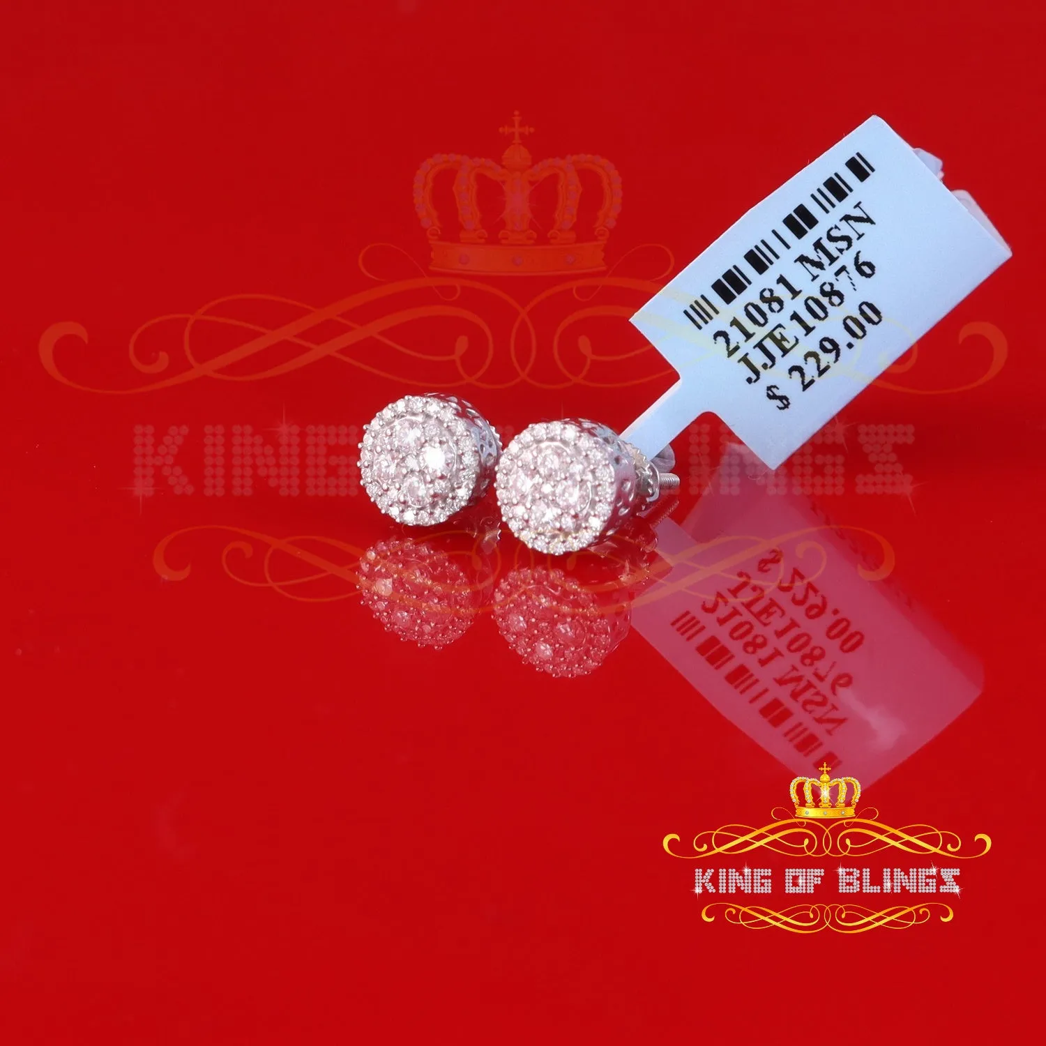 King of Bling's Men's/Womens 925 Sterling Silver White 0.50ct VVS 'D' Moissanite Stud Earrings