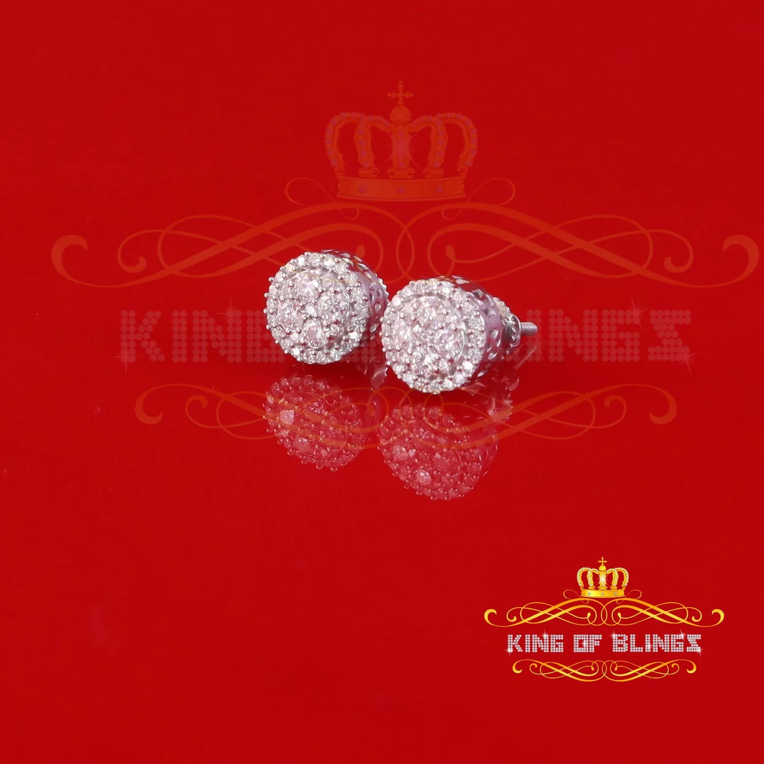 King of Bling's Men's/Womens 925 Sterling Silver White 0.50ct VVS 'D' Moissanite Stud Earrings