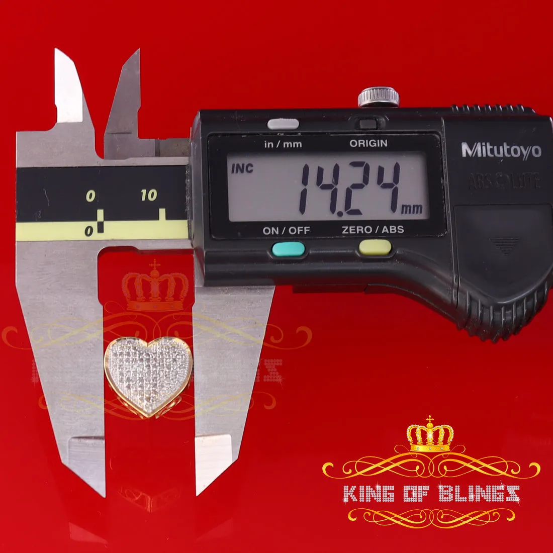 King of Blings-Micro Pave 0.33ct Real Diamonds 925 Yellow Silver Women's & Men's Heart Earrings