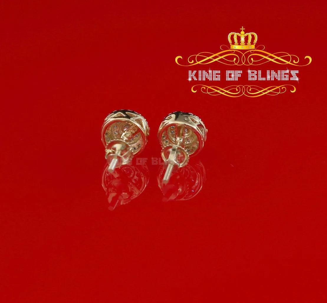 King of Bling's Yellow Sterling Silver 0.78ct Cubic Zirconia Ladies 925 Hip Hop Round Earrings