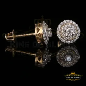 King of Bling's Yellow Sterling Silver 0.78ct Cubic Zirconia Ladies 925 Hip Hop Round Earrings