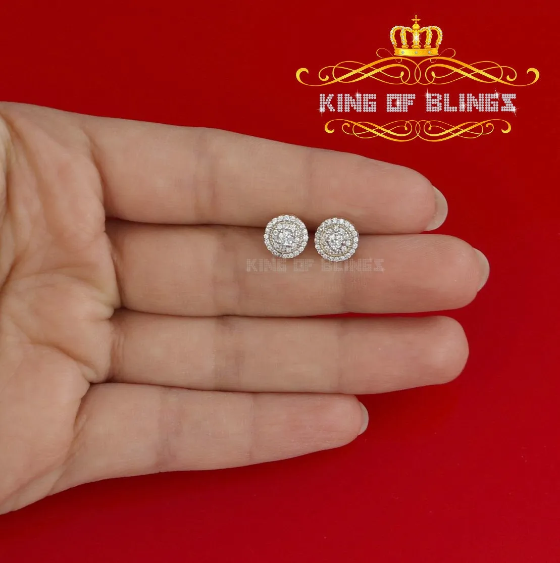 King of Bling's Yellow Sterling Silver 0.78ct Cubic Zirconia Ladies 925 Hip Hop Round Earrings
