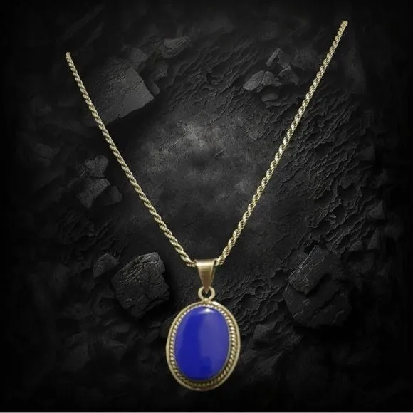Lapis Lazuli Vintage Pendant 925 Mexico Silver 1.25” X 1” Artisan Crafted