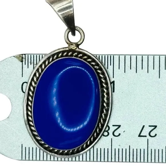 Lapis Lazuli Vintage Pendant 925 Mexico Silver 1.25” X 1” Artisan Crafted