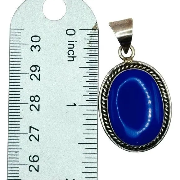 Lapis Lazuli Vintage Pendant 925 Mexico Silver 1.25” X 1” Artisan Crafted