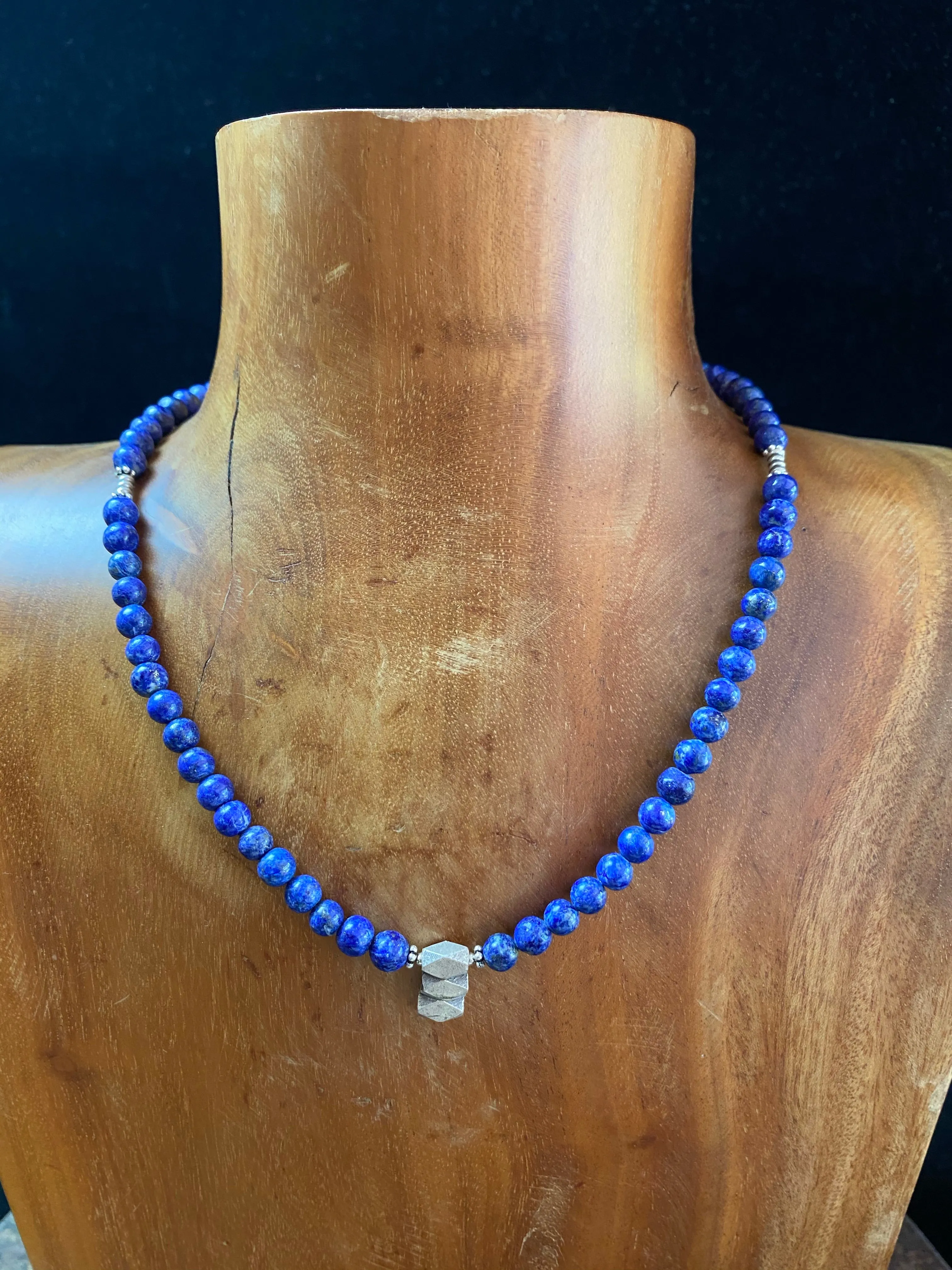 Lapis Necklace With Silver Pendant