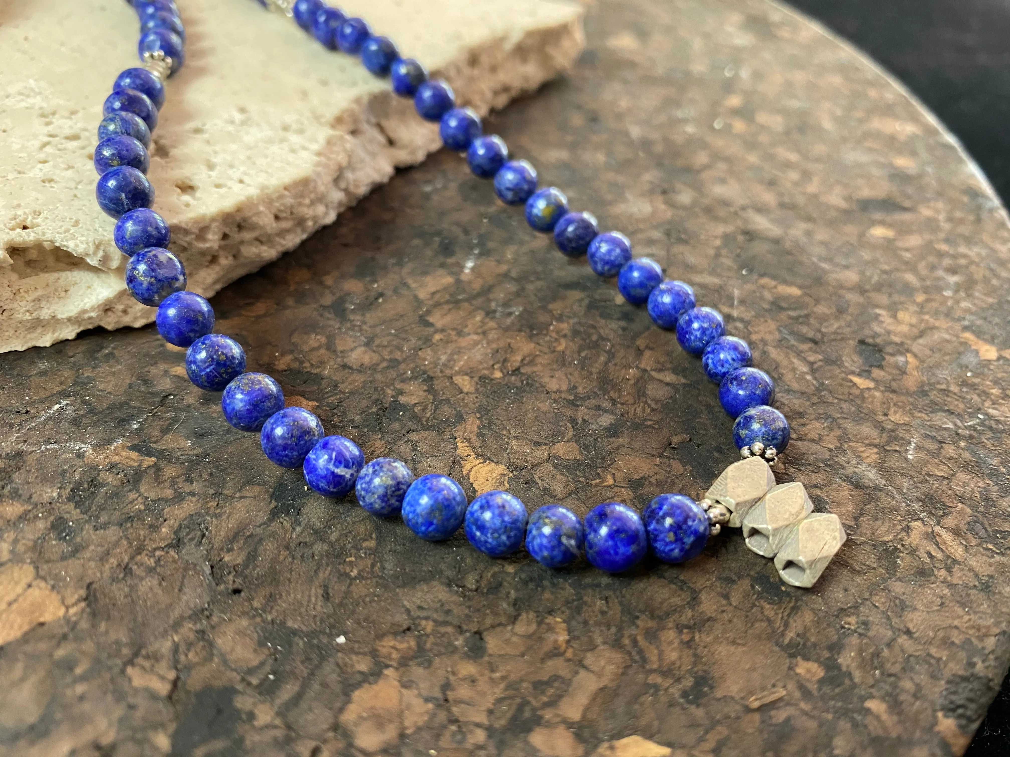 Lapis Necklace With Silver Pendant