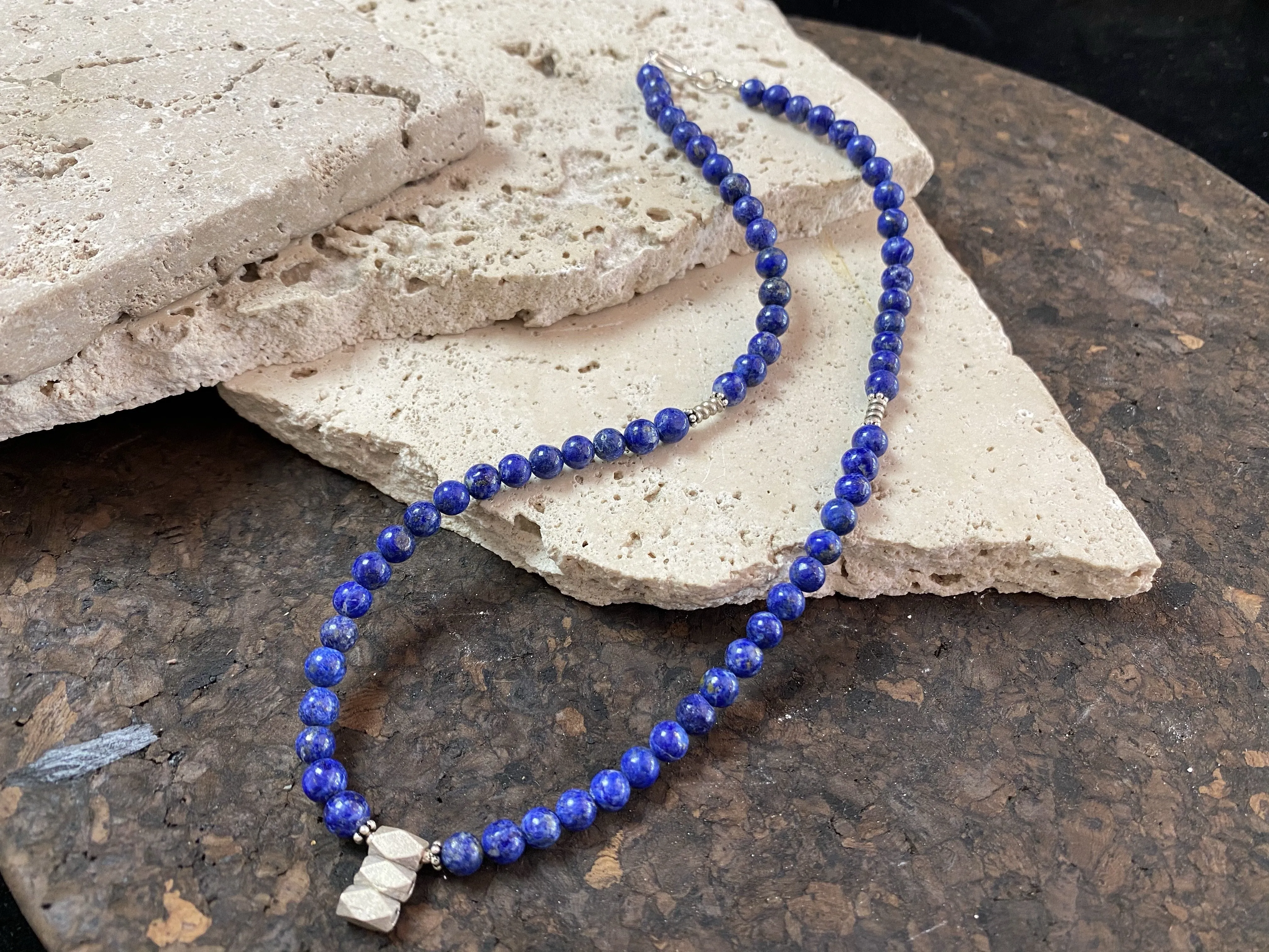Lapis Necklace With Silver Pendant