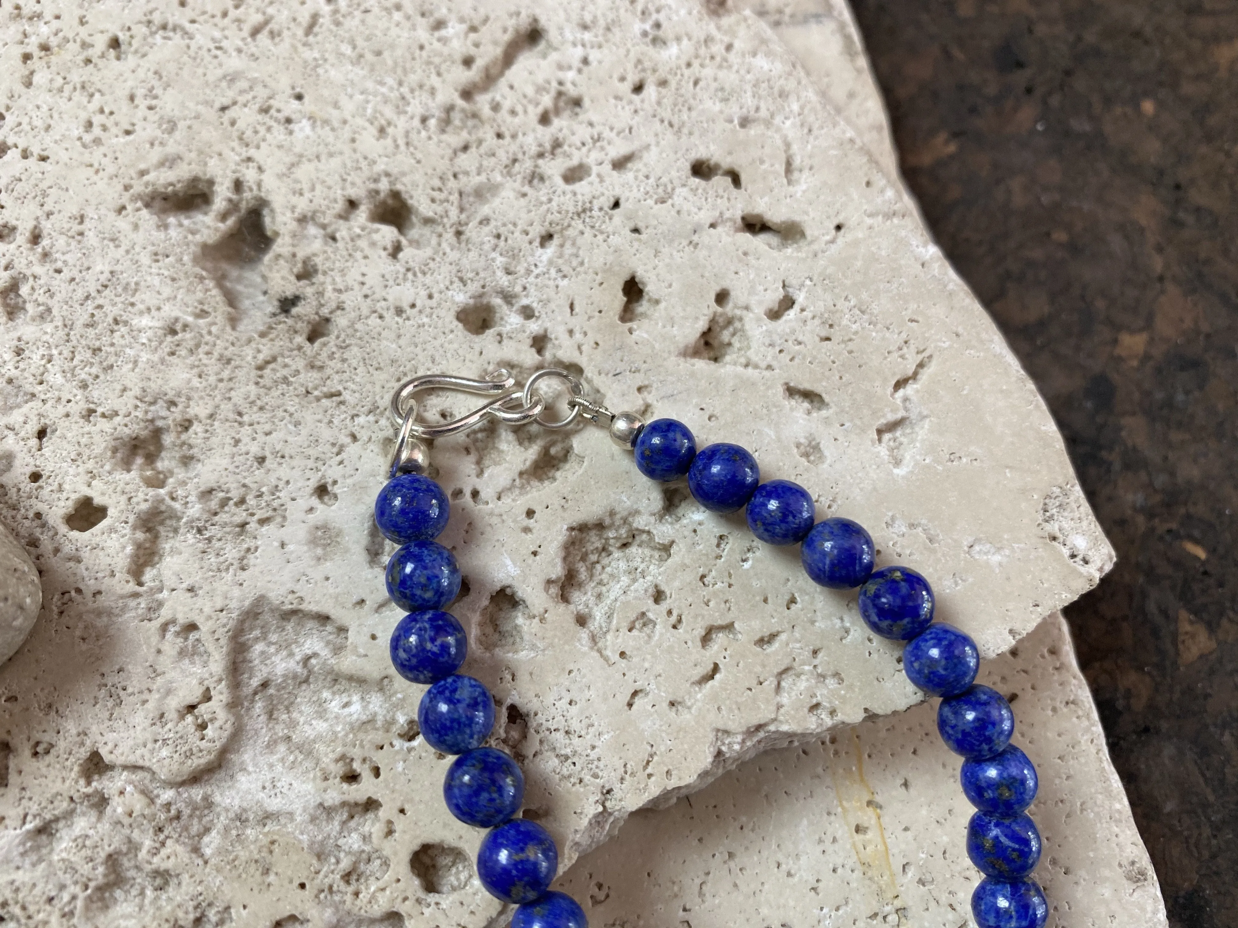 Lapis Necklace With Silver Pendant