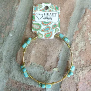 Large Stone Cross Turquoise Bangle Bracelet