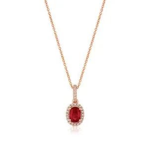 Le Vian 14K Strawberry Gold Oval Passion Ruby Pendant with Vanilla Diamond Halo Necklace