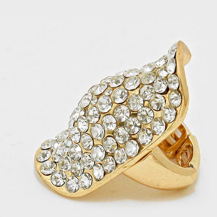 Leela- clear gold pave stretchable cocktail ring