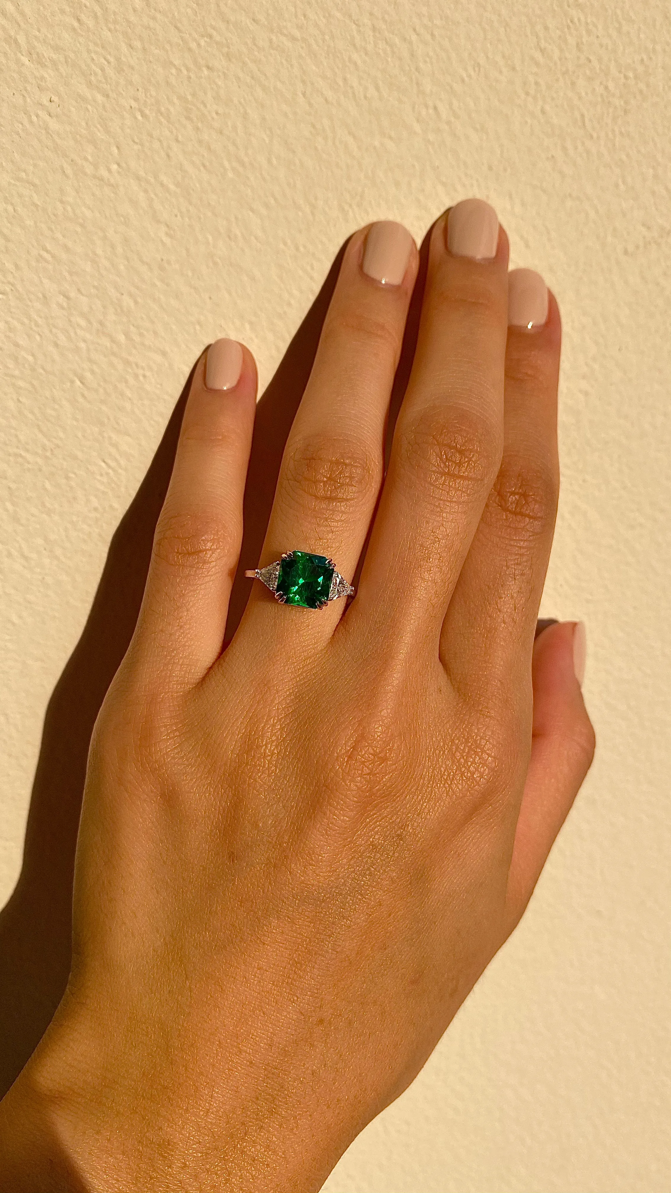Leyton Flanders Emerald Ring White Gold Plated