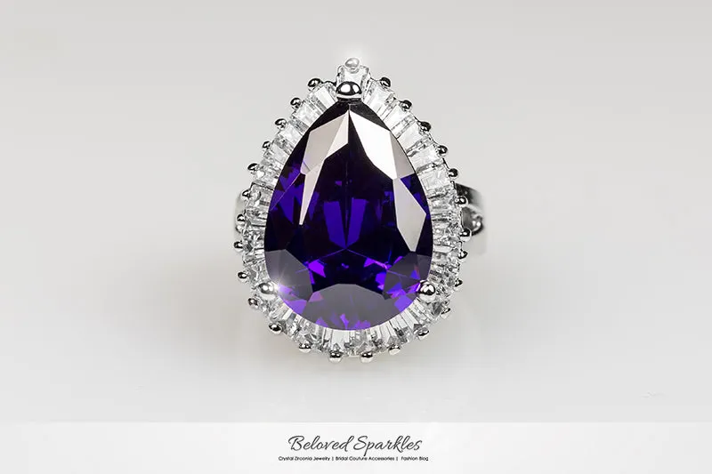 Lorna Amethyst Pear Statement Cocktail Ring | 12ct