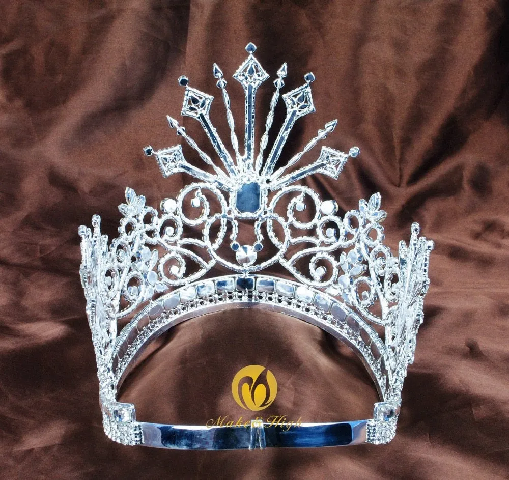 Luxurious Pageant Tiara Large Crown Clear Austrian Rhinestone Crystal