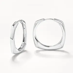 Maxi Square Edge Hoops in Silver Maxi Square Edge Hoops in Silver