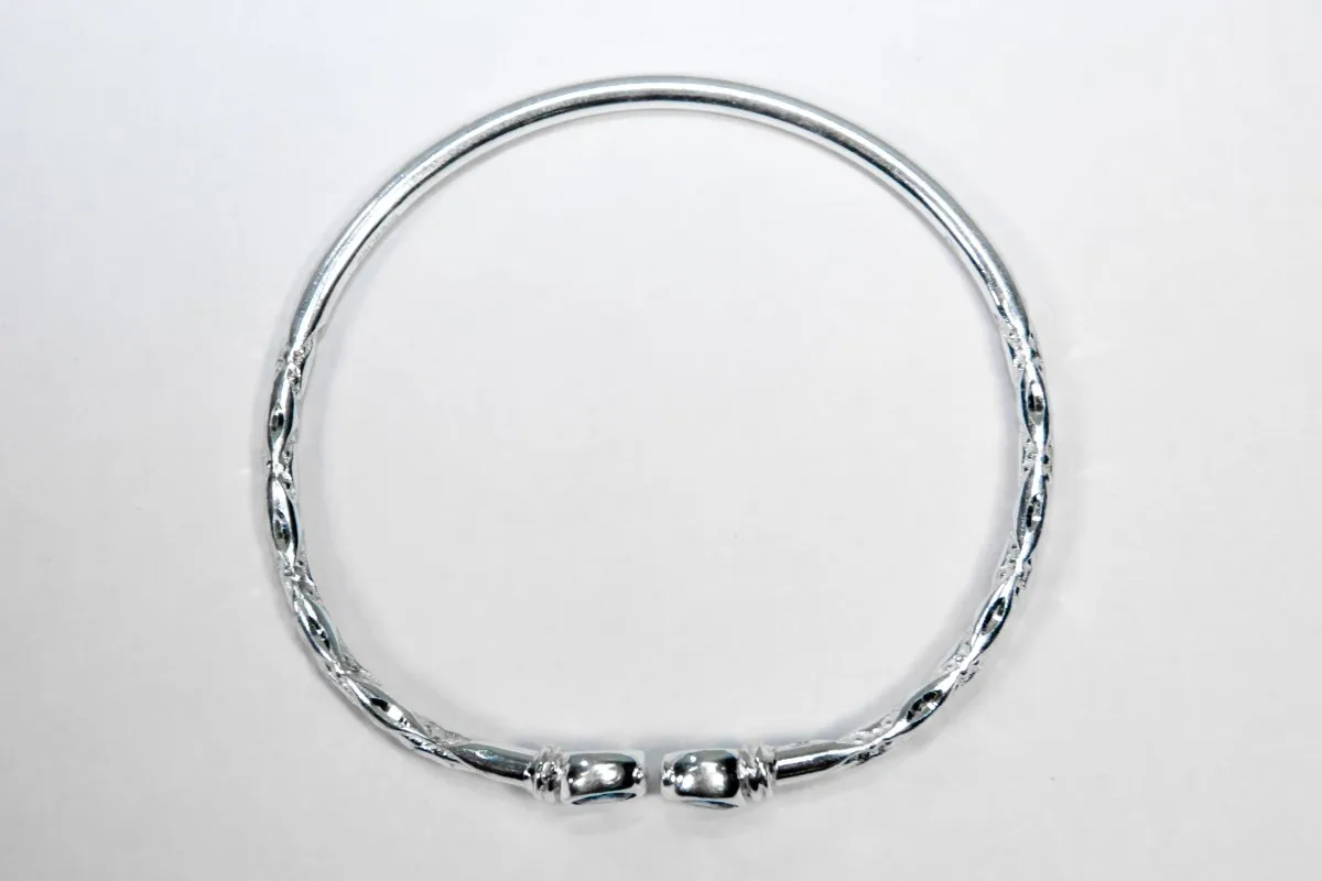 Medium Bangle with Synthetic Sapphire September Birthstone