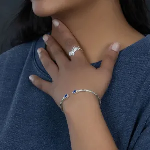 Medium Bangle with Synthetic Sapphire September Birthstone
