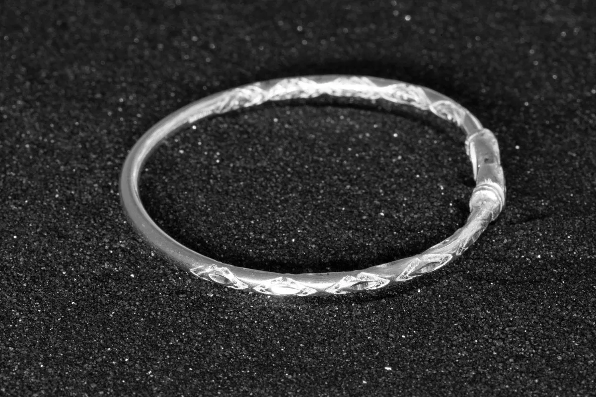 Medium Bangle with Synthetic Sapphire September Birthstone