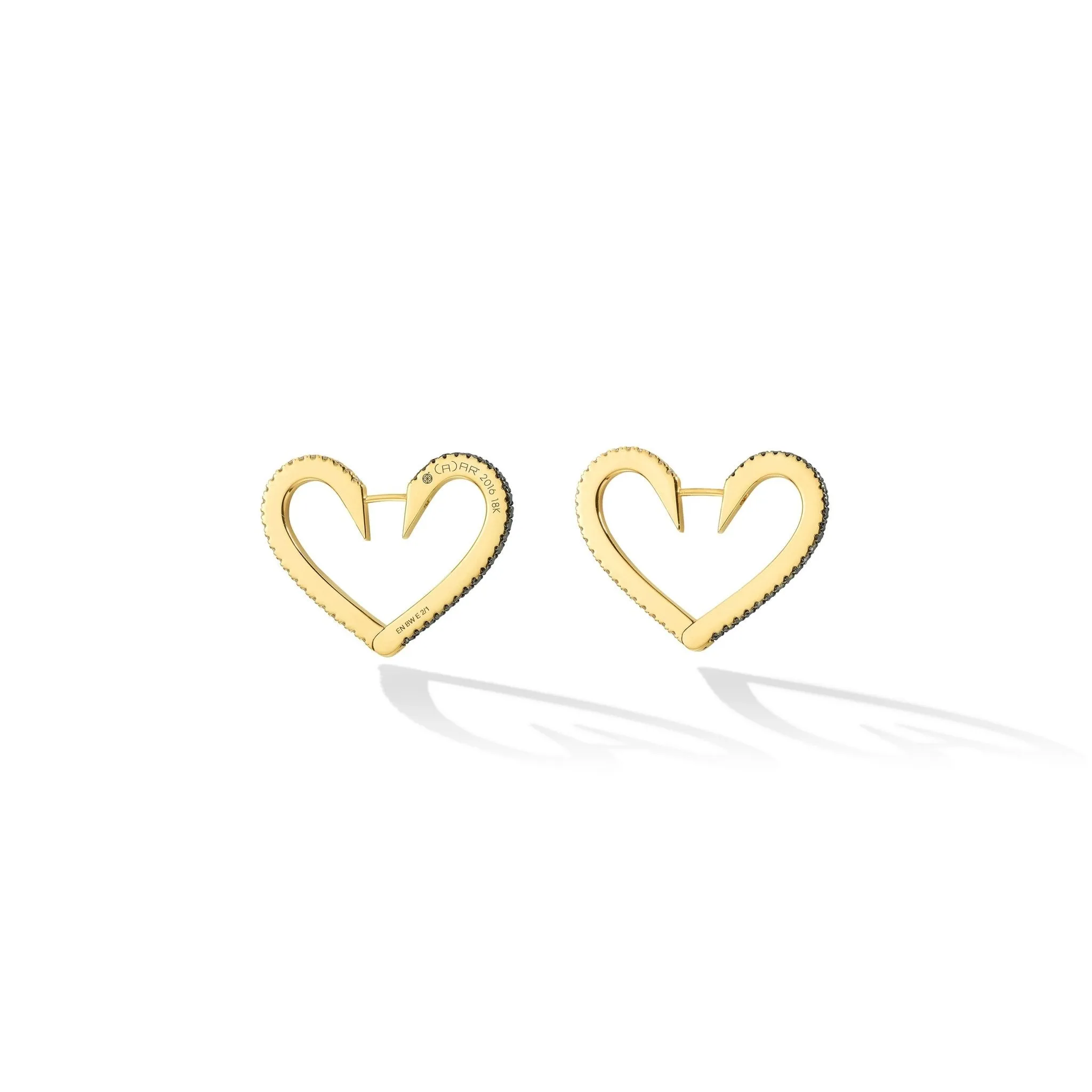 Medium Yellow Gold Endless Hoop Earrings with Black and White Diamonds