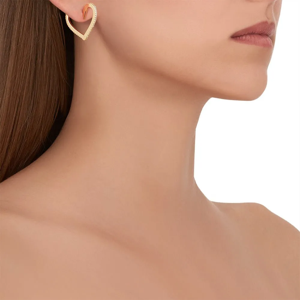 Medium Yellow Gold Endless Hoop Earrings with Black and White Diamonds