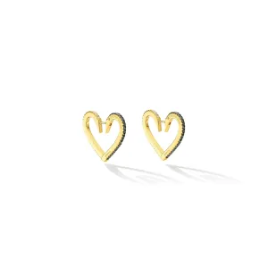 Medium Yellow Gold Endless Hoop Earrings with Black and White Diamonds