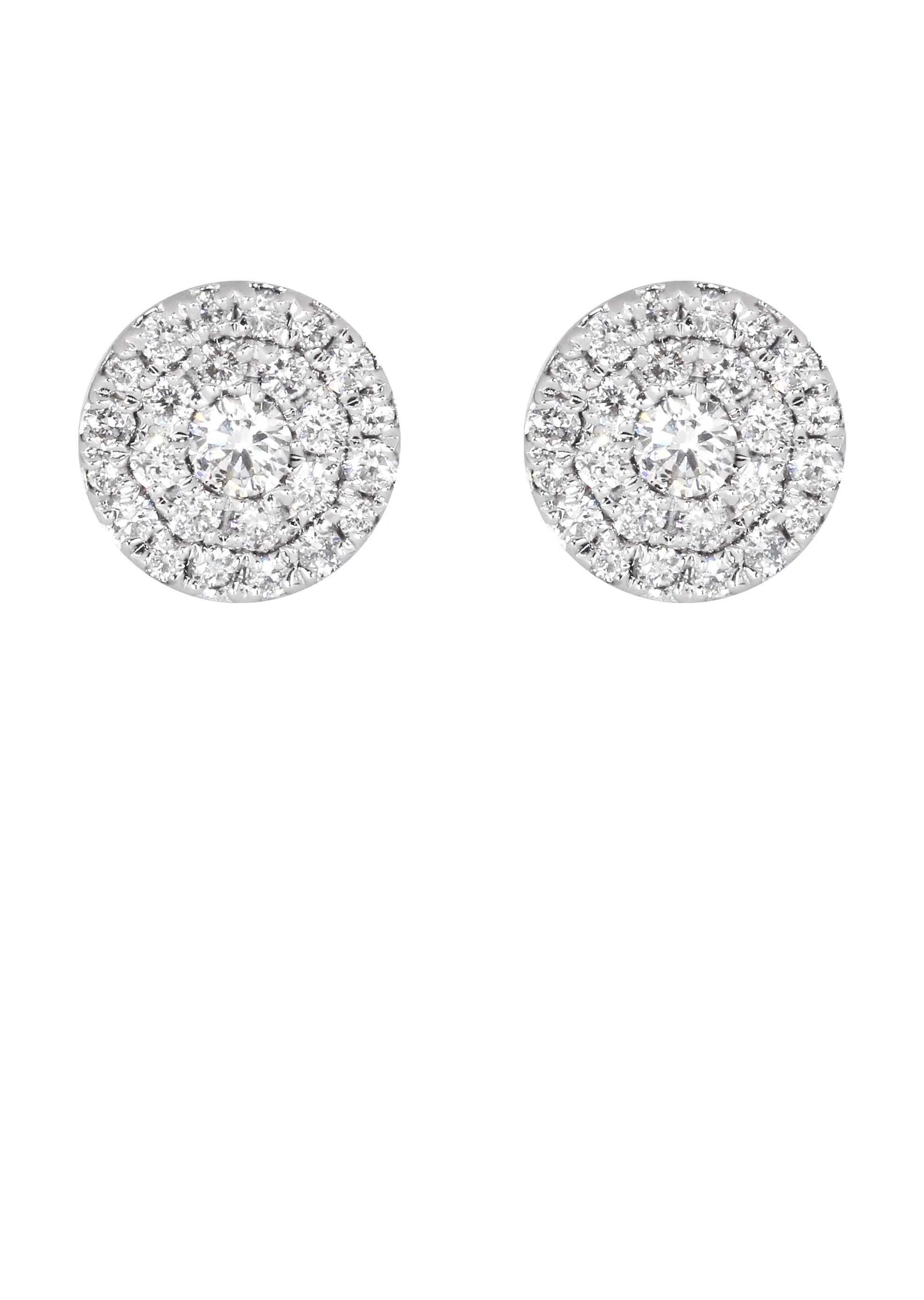 Mens Stud Diamond Earrings | 0.6 Carats 14K White Gold