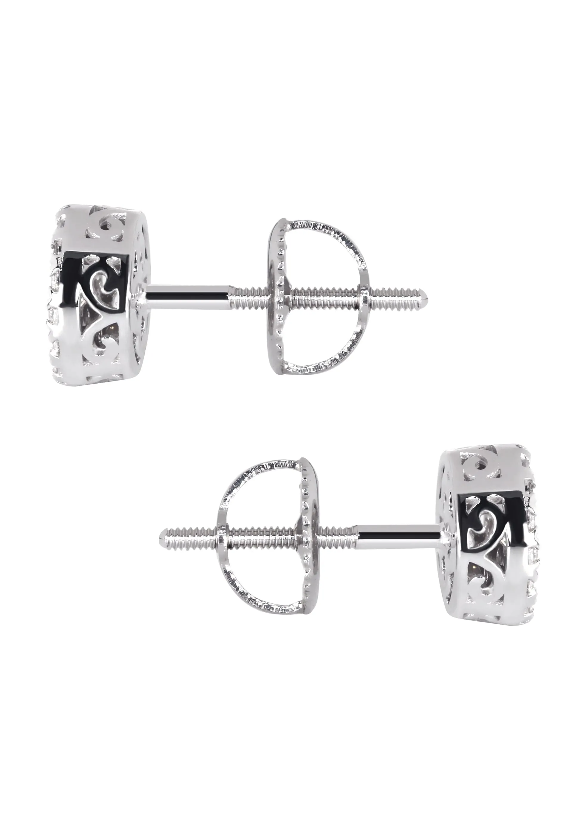 Mens Stud Diamond Earrings | 0.6 Carats 14K White Gold