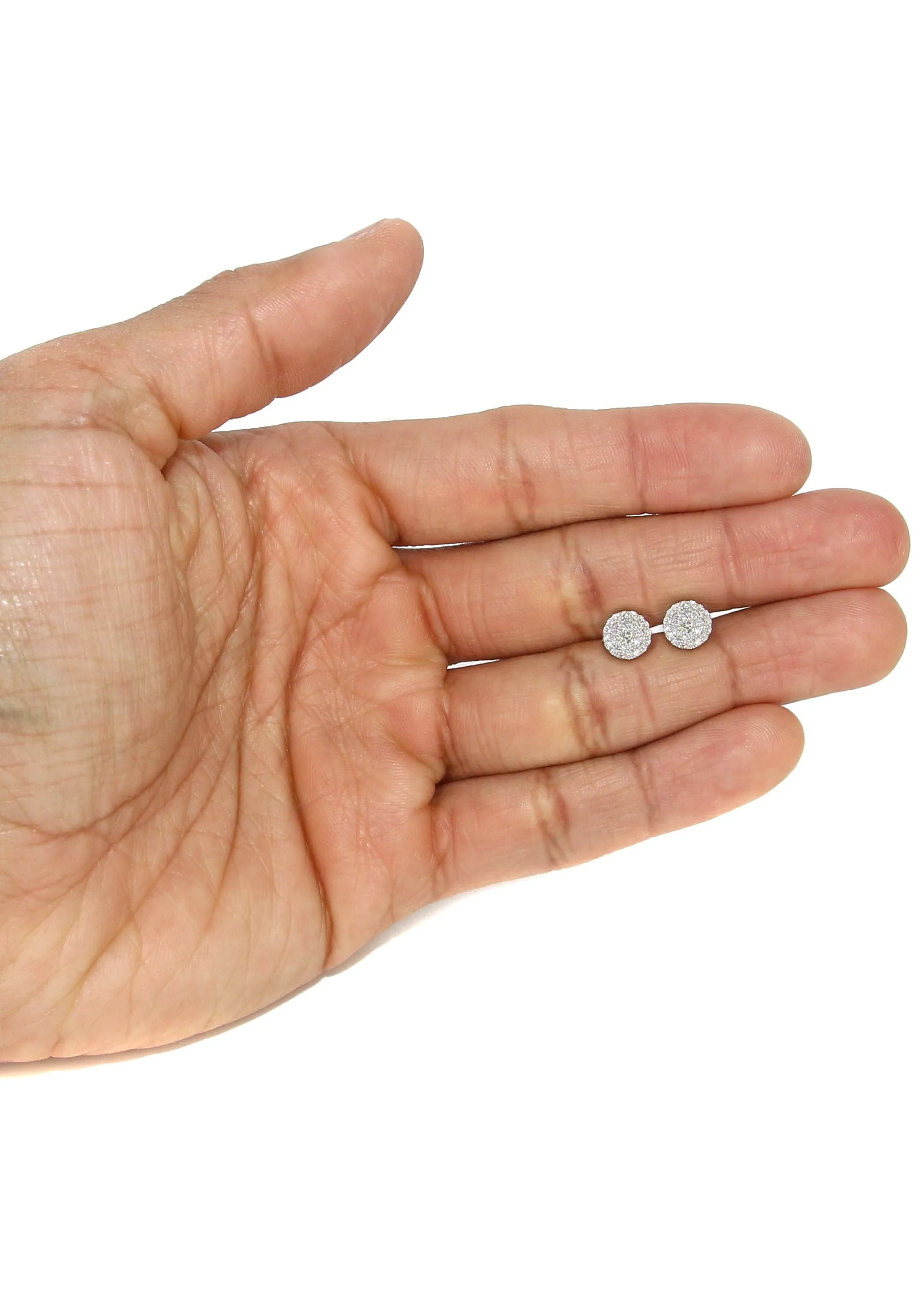 Mens Stud Diamond Earrings | 0.6 Carats 14K White Gold