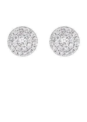 Mens Stud Diamond Earrings | 0.6 Carats 14K White Gold