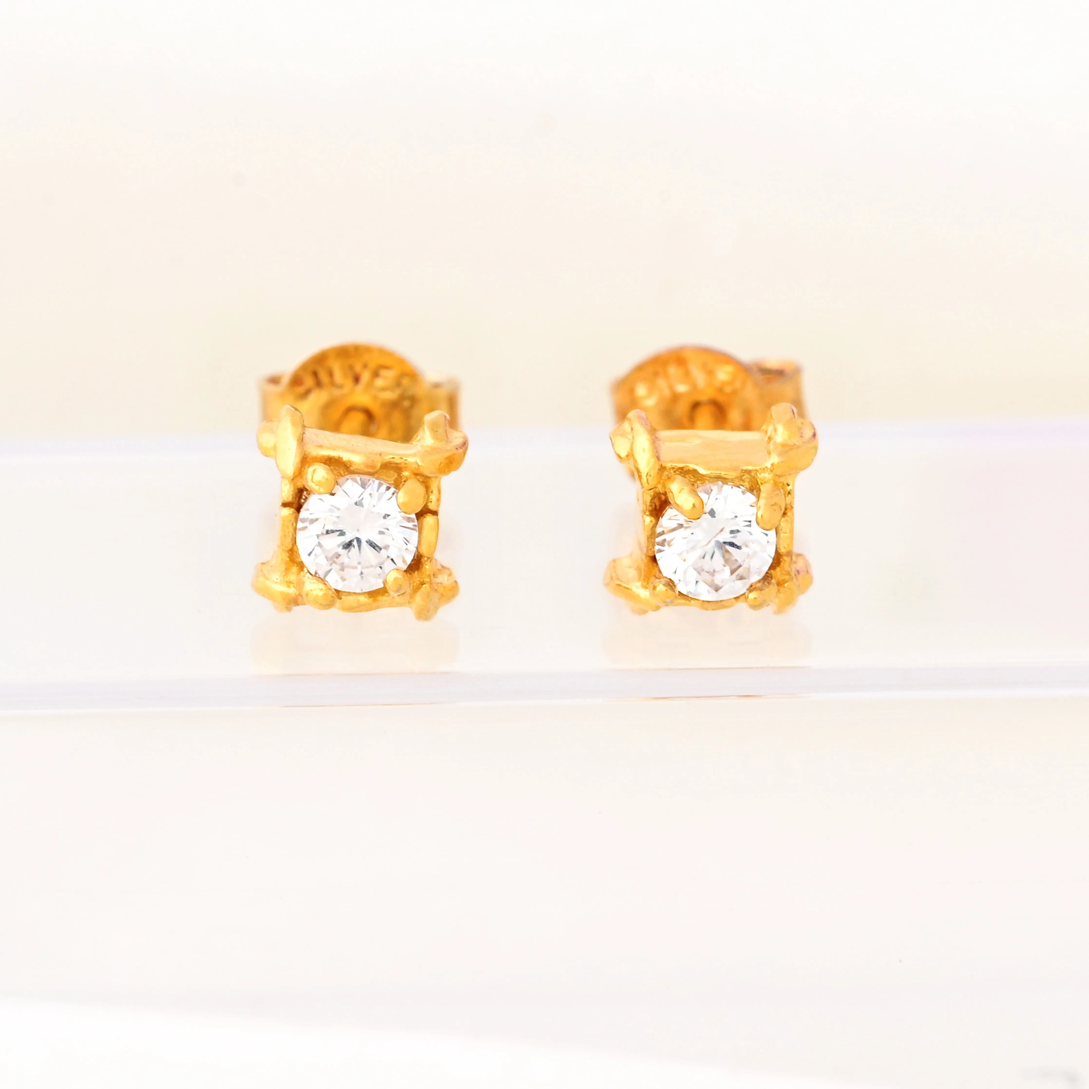 Minimalist Round CZ Sleeper Studs Square Earrings
