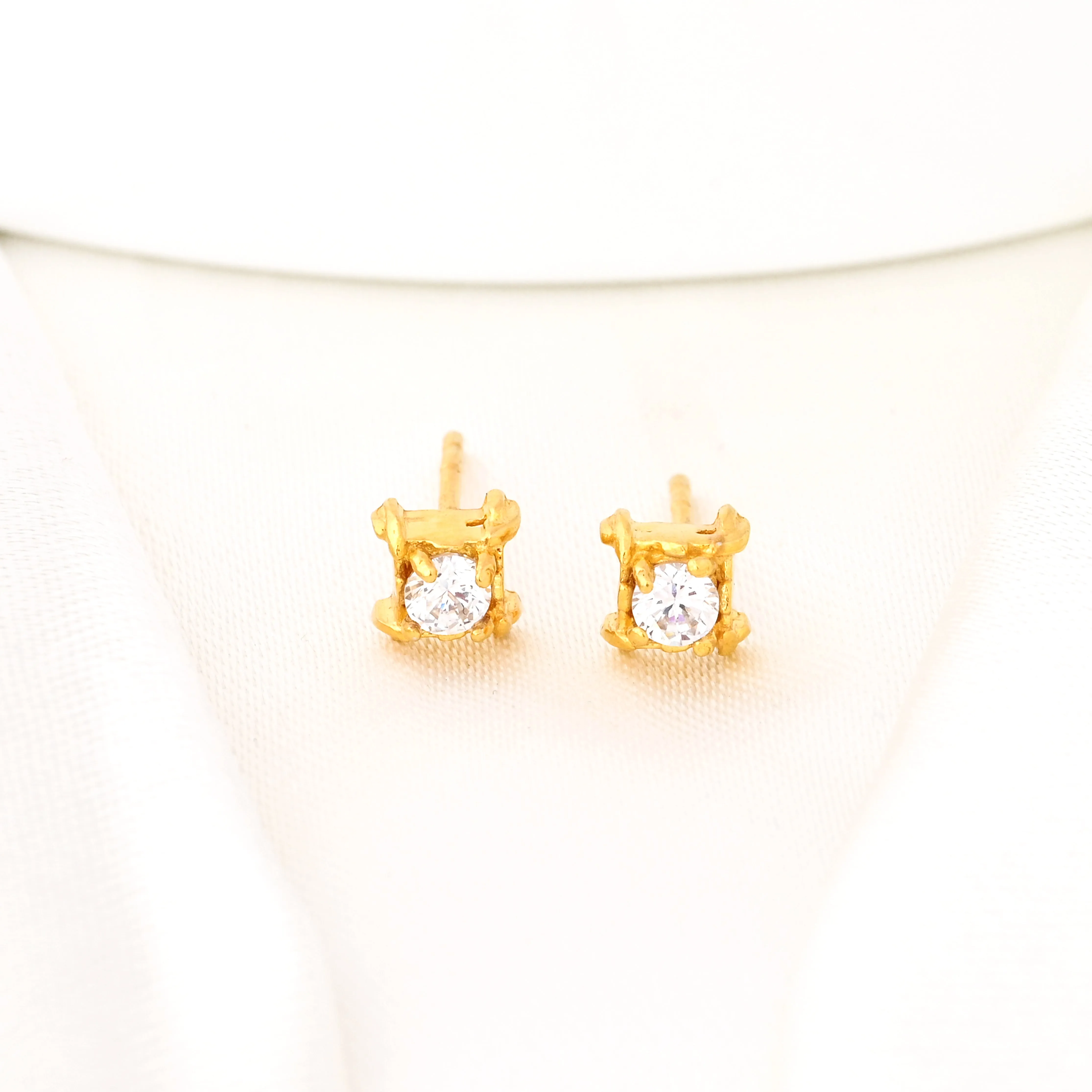 Minimalist Round CZ Sleeper Studs Square Earrings