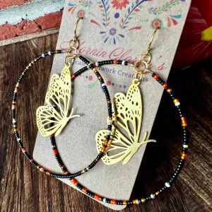 Monarch Butterfly Beaded Hoops