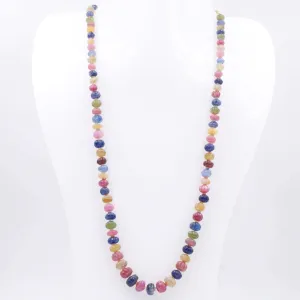 Multi Colored Sapphire Necklace Natural Sapphire Necklace Multi-Colored Sapphire Corundum Beaded Necklace SKU 6142682