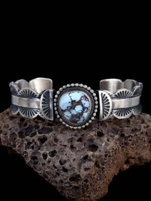 Native American Golden Hill Turquoise Sterling Silver Cuff Bracelet