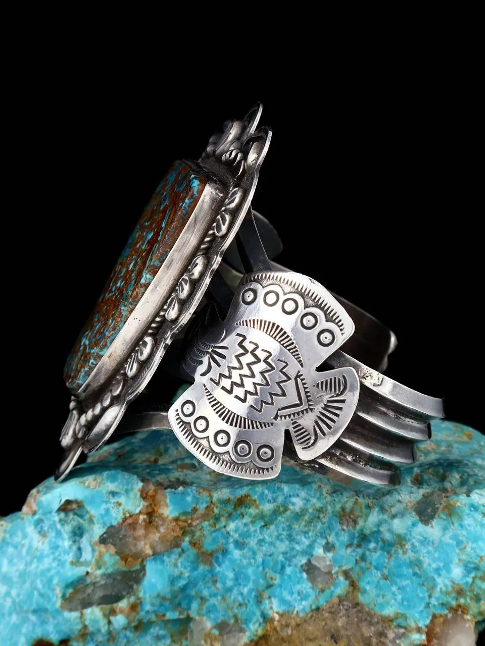 Native American Sterling Silver Royston Turquoise Thunderbird Bracelet