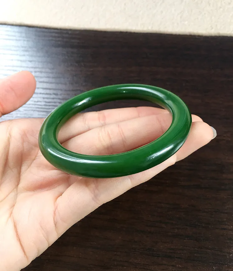 Natural Jade Bangle Nephrite Bangle Internal Diameter 54.3mm NBE040