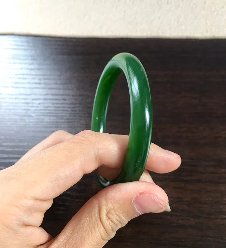 Natural Jade Bangle Nephrite Bangle Internal Diameter 54.3mm NBE040