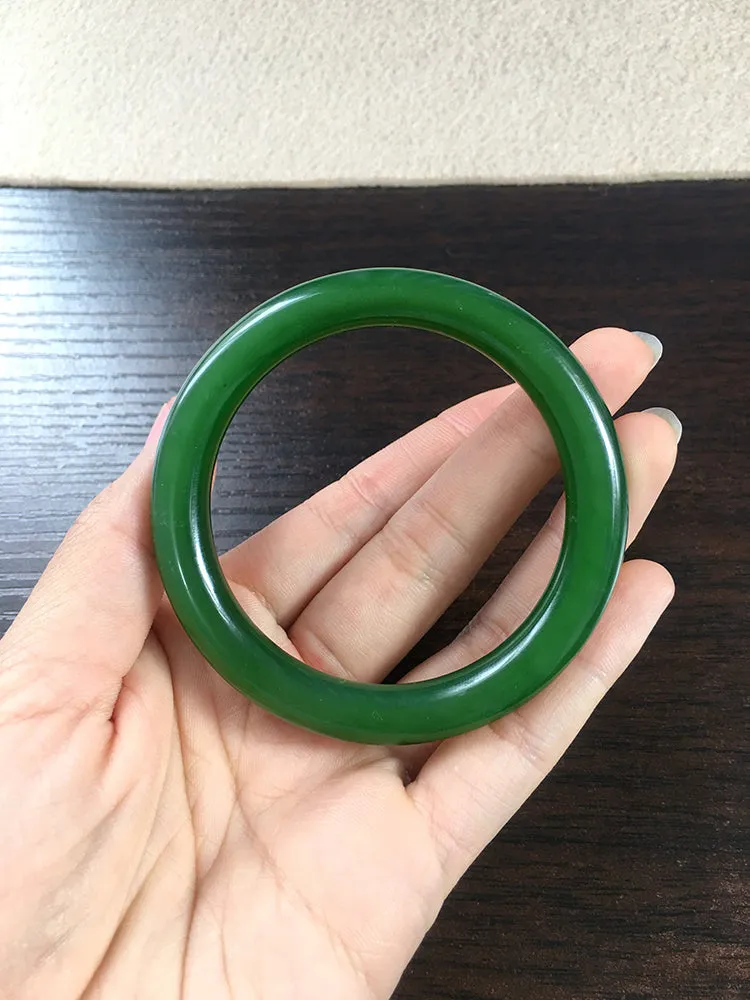 Natural Jade Bangle Nephrite Bangle Internal Diameter 54.3mm NBE040