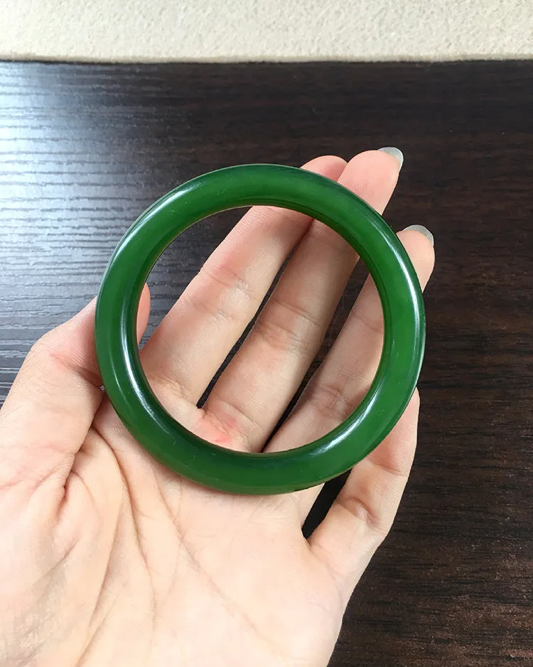 Natural Jade Bangle Nephrite Bangle Internal Diameter 54.3mm NBE040