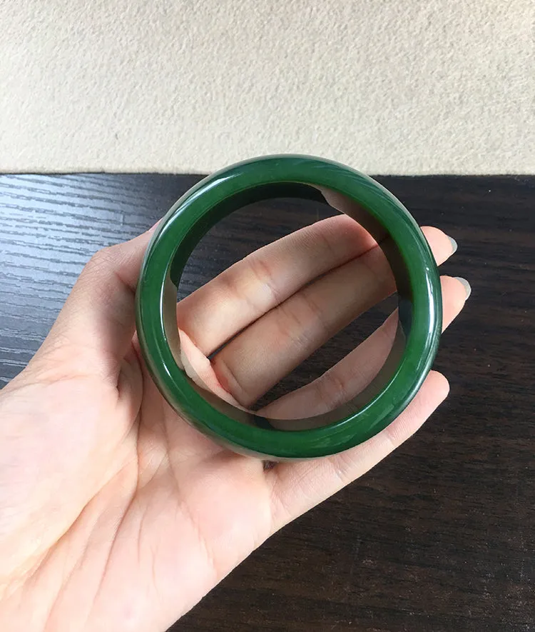 Natural Jade Bangle Nephrite Bangle Internal Diameter 60mm NBE038